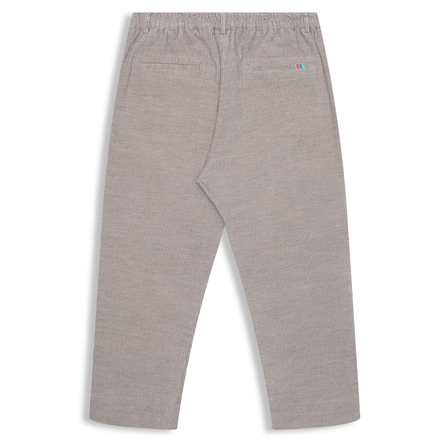 Grey heather cotton wool corduroy pleated pants with relaxed cropped fit