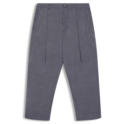 Japanese organic cotton denim pleated pants with relaxed fit