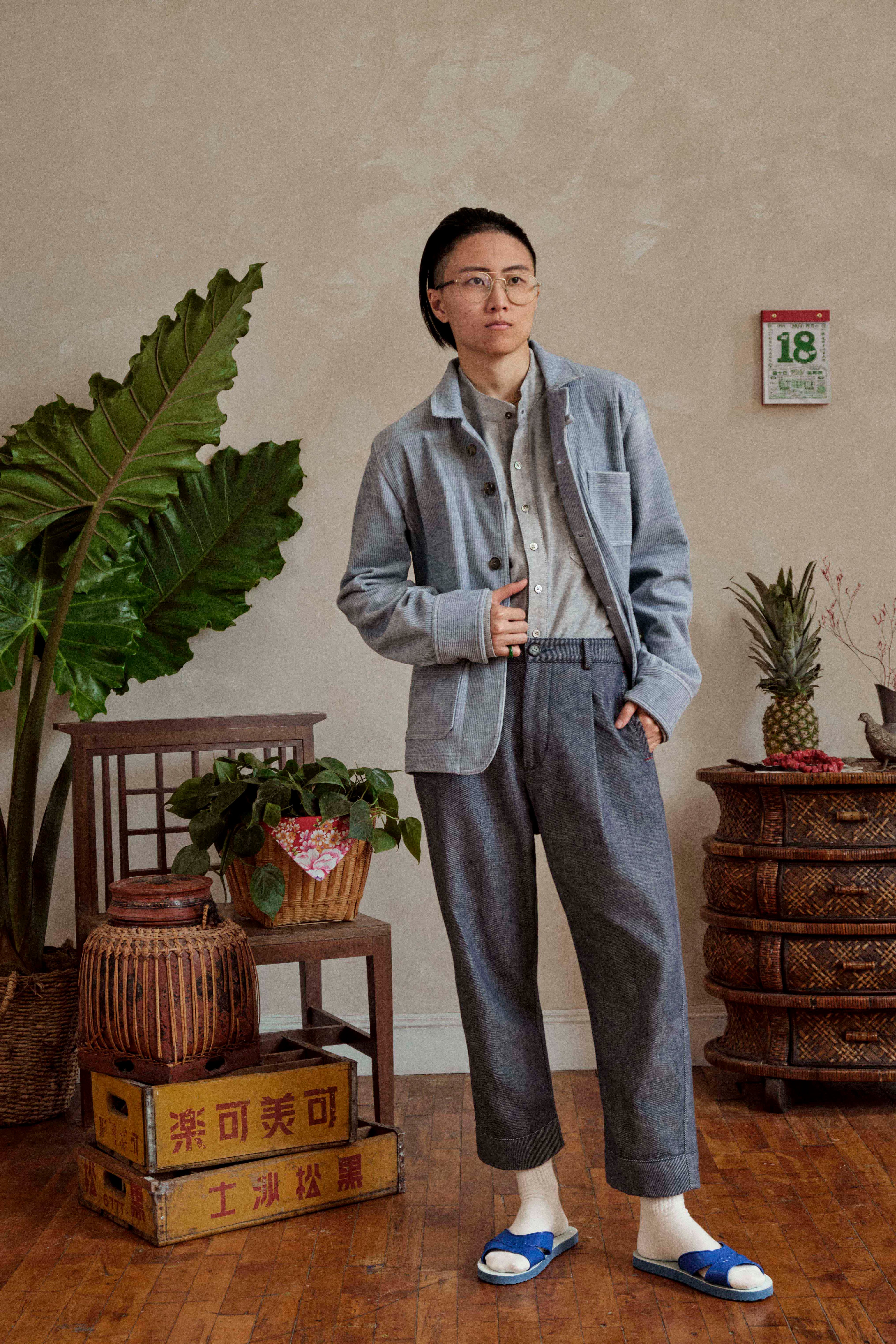 Cotton Wool Corduroy Chore Jacket - Blue Heather Jacket a/c space 