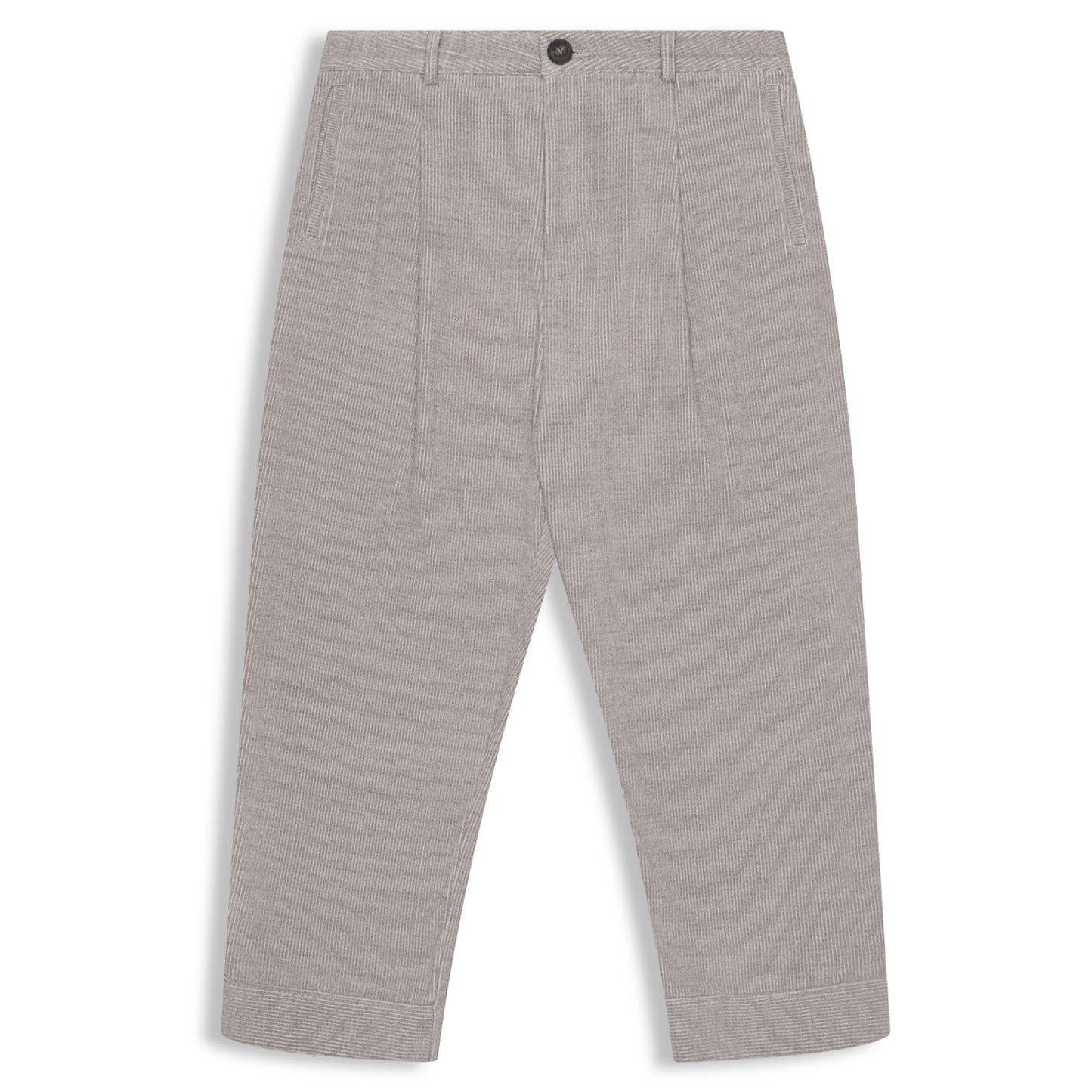 Cotton Wool Corduroy Pleated Pant in Grey Heather