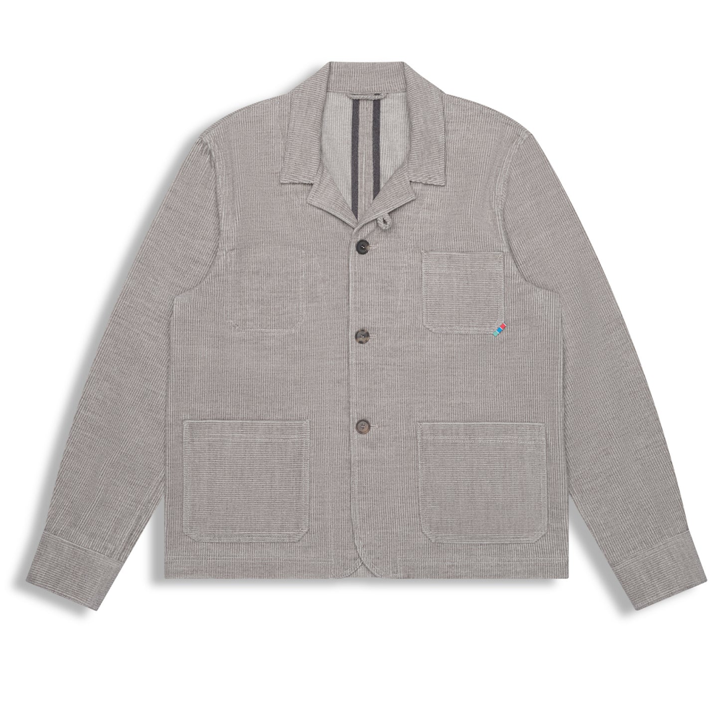 Cotton Wool Corduroy Tailored Chore Jacket in Grey Heather