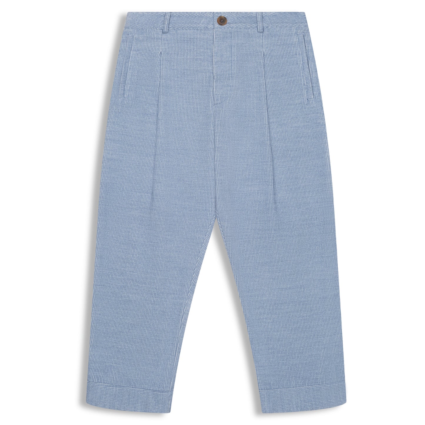 Cotton Wool Corduroy Pleated Pant in Blue Heather